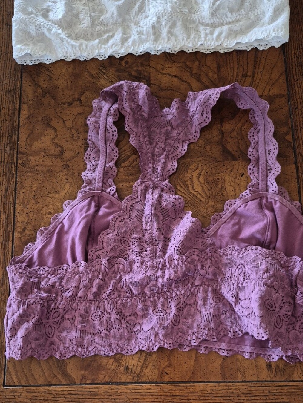 Felina White & Purple Lace Bralette with Scallop Trim - Picture 3 of 4